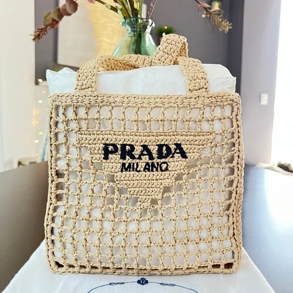 ❌❌SOLD! New Prada Raffia Small Tote - Picture 3 of 10